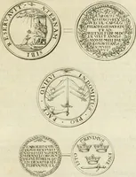 An illustration from Thesaurus nummorum sueo-gothicorum : studio indefesso Eliae Brenneri L. annorum spatio collectus, secundum seriem temporum dispositus, atqve e tenebris, cum commentatione in apricum prolatus ; accessit ejusdem auctoris Libellus de nummophylaciis Sveciae: de scriptoribus rei nummariae svethicae, atque de thesauris, seu variis vetustorum nummorum cumulis, passim per Sveoniam fortuito casu repertis (1731)