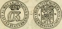 An illustration from Thesaurus nummorum sueo-gothicorum : studio indefesso Eliae Brenneri L. annorum spatio collectus, secundum seriem temporum dispositus, atqve e tenebris, cum commentatione in apricum prolatus ; accessit ejusdem auctoris Libellus de nummophylaciis Sveciae: de scriptoribus rei nummariae svethicae, atque de thesauris, seu variis vetustorum nummorum cumulis, passim per Sveoniam fortuito casu repertis (1731)