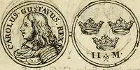 An illustration from Thesaurus nummorum sueo-gothicorum : studio indefesso Eliae Brenneri L. annorum spatio collectus, secundum seriem temporum dispositus, atqve e tenebris, cum commentatione in apricum prolatus ; accessit ejusdem auctoris Libellus de nummophylaciis Sveciae: de scriptoribus rei nummariae svethicae, atque de thesauris, seu variis vetustorum nummorum cumulis, passim per Sveoniam fortuito casu repertis (1731)