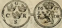 An illustration from Thesaurus nummorum sueo-gothicorum : studio indefesso Eliae Brenneri L. annorum spatio collectus, secundum seriem temporum dispositus, atqve e tenebris, cum commentatione in apricum prolatus ; accessit ejusdem auctoris Libellus de nummophylaciis Sveciae: de scriptoribus rei nummariae svethicae, atque de thesauris, seu variis vetustorum nummorum cumulis, passim per Sveoniam fortuito casu repertis (1731)