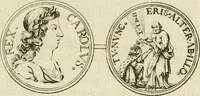 An illustration from Thesaurus nummorum sueo-gothicorum : studio indefesso Eliae Brenneri L. annorum spatio collectus, secundum seriem temporum dispositus, atqve e tenebris, cum commentatione in apricum prolatus ; accessit ejusdem auctoris Libellus de nummophylaciis Sveciae: de scriptoribus rei nummariae svethicae, atque de thesauris, seu variis vetustorum nummorum cumulis, passim per Sveoniam fortuito casu repertis (1731)