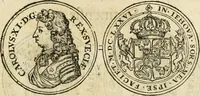 An illustration from Thesaurus nummorum sueo-gothicorum : studio indefesso Eliae Brenneri L. annorum spatio collectus, secundum seriem temporum dispositus, atqve e tenebris, cum commentatione in apricum prolatus ; accessit ejusdem auctoris Libellus de nummophylaciis Sveciae: de scriptoribus rei nummariae svethicae, atque de thesauris, seu variis vetustorum nummorum cumulis, passim per Sveoniam fortuito casu repertis (1731)