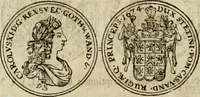 An illustration from Thesaurus nummorum sueo-gothicorum : studio indefesso Eliae Brenneri L. annorum spatio collectus, secundum seriem temporum dispositus, atqve e tenebris, cum commentatione in apricum prolatus ; accessit ejusdem auctoris Libellus de nummophylaciis Sveciae: de scriptoribus rei nummariae svethicae, atque de thesauris, seu variis vetustorum nummorum cumulis, passim per Sveoniam fortuito casu repertis (1731)