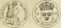 An illustration from Thesaurus nummorum sueo-gothicorum : studio indefesso Eliae Brenneri L. annorum spatio collectus, secundum seriem temporum dispositus, atqve e tenebris, cum commentatione in apricum prolatus ; accessit ejusdem auctoris Libellus de nummophylaciis Sveciae: de scriptoribus rei nummariae svethicae, atque de thesauris, seu variis vetustorum nummorum cumulis, passim per Sveoniam fortuito casu repertis (1731)