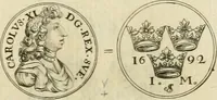 An illustration from Thesaurus nummorum sueo-gothicorum : studio indefesso Eliae Brenneri L. annorum spatio collectus, secundum seriem temporum dispositus, atqve e tenebris, cum commentatione in apricum prolatus ; accessit ejusdem auctoris Libellus de nummophylaciis Sveciae: de scriptoribus rei nummariae svethicae, atque de thesauris, seu variis vetustorum nummorum cumulis, passim per Sveoniam fortuito casu repertis (1731)