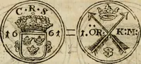 An illustration from Thesaurus nummorum sueo-gothicorum : studio indefesso Eliae Brenneri L. annorum spatio collectus, secundum seriem temporum dispositus, atqve e tenebris, cum commentatione in apricum prolatus ; accessit ejusdem auctoris Libellus de nummophylaciis Sveciae: de scriptoribus rei nummariae svethicae, atque de thesauris, seu variis vetustorum nummorum cumulis, passim per Sveoniam fortuito casu repertis (1731)