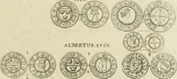 An illustration from Thesaurus nummorum sueo-gothicorum : studio indefesso Eliae Brenneri L. annorum spatio collectus, secundum seriem temporum dispositus, atqve e tenebris, cum commentatione in apricum prolatus ; accessit ejusdem auctoris Libellus de nummophylaciis Sveciae: de scriptoribus rei nummariae svethicae, atque de thesauris, seu variis vetustorum nummorum cumulis, passim per Sveoniam fortuito casu repertis (1731)