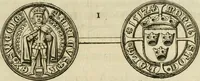 An illustration from Thesaurus nummorum sueo-gothicorum : studio indefesso Eliae Brenneri L. annorum spatio collectus, secundum seriem temporum dispositus, atqve e tenebris, cum commentatione in apricum prolatus ; accessit ejusdem auctoris Libellus de nummophylaciis Sveciae: de scriptoribus rei nummariae svethicae, atque de thesauris, seu variis vetustorum nummorum cumulis, passim per Sveoniam fortuito casu repertis (1731)