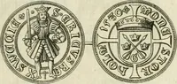 An illustration from Thesaurus nummorum sueo-gothicorum : studio indefesso Eliae Brenneri L. annorum spatio collectus, secundum seriem temporum dispositus, atqve e tenebris, cum commentatione in apricum prolatus ; accessit ejusdem auctoris Libellus de nummophylaciis Sveciae: de scriptoribus rei nummariae svethicae, atque de thesauris, seu variis vetustorum nummorum cumulis, passim per Sveoniam fortuito casu repertis (1731)
