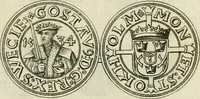 An illustration from Thesaurus nummorum sueo-gothicorum : studio indefesso Eliae Brenneri L. annorum spatio collectus, secundum seriem temporum dispositus, atqve e tenebris, cum commentatione in apricum prolatus ; accessit ejusdem auctoris Libellus de nummophylaciis Sveciae: de scriptoribus rei nummariae svethicae, atque de thesauris, seu variis vetustorum nummorum cumulis, passim per Sveoniam fortuito casu repertis (1731)