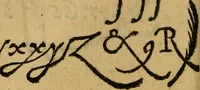 An illustration from Thesavro de scrittori : opera artificiosa, laquale con grandissima arte, si per pratica come per geometria, insegna a scriuere diuerse sorte littere, cioe cancellerescha, merchantescha, formata, cursiua, antiqua, moderna et bastarda, de piu sorte : cum uiarij e bellissimi exempli & altre sorte littere de uarie lingue, cioe grecha, hebraicha, caldea & arabicha : tutte extratte da diuersi et probatissimi auttori, & massimamente da lo praeclarissimo Sigismvndo Fanto, nobile ferrarese, mathematico et architettore eruditissimo, dele mesure e ragione de littere primo inuentore (1532)
