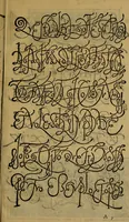 An illustration from Thesavro de scrittori : opera artificiosa, laquale con grandissima arte, si per pratica come per geometria, insegna a scriuere diuerse sorte littere, cioe cancellerescha, merchantescha, formata, cursiua, antiqua, moderna et bastarda, de piu sorte : cum uiarij e bellissimi exempli & altre sorte littere de uarie lingue, cioe grecha, hebraicha, caldea & arabicha : tutte extratte da diuersi et probatissimi auttori, & massimamente da lo praeclarissimo Sigismvndo Fanto, nobile ferrarese, mathematico et architettore eruditissimo, dele mesure e ragione de littere primo inuentore (1532)