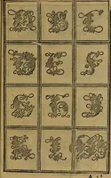 An illustration from Thesavro de scrittori : opera artificiosa, laquale con grandissima arte, si per pratica come per geometria, insegna a scriuere diuerse sorte littere, cioe cancellerescha, merchantescha, formata, cursiua, antiqua, moderna et bastarda, de piu sorte : cum uiarij e bellissimi exempli & altre sorte littere de uarie lingue, cioe grecha, hebraicha, caldea & arabicha : tutte extratte da diuersi et probatissimi auttori, & massimamente da lo praeclarissimo Sigismvndo Fanto, nobile ferrarese, mathematico et architettore eruditissimo, dele mesure e ragione de littere primo inuentore (1532)