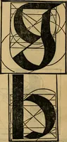 An illustration from Thesavro de scrittori : opera artificiosa, laquale con grandissima arte, si per pratica come per geometria, insegna a scriuere diuerse sorte littere, cioe cancellerescha, merchantescha, formata, cursiua, antiqua, moderna et bastarda, de piu sorte : cum uiarij e bellissimi exempli & altre sorte littere de uarie lingue, cioe grecha, hebraicha, caldea & arabicha : tutte extratte da diuersi et probatissimi auttori, & massimamente da lo praeclarissimo Sigismvndo Fanto, nobile ferrarese, mathematico et architettore eruditissimo, dele mesure e ragione de littere primo inuentore (1532)