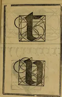 An illustration from Thesavro de scrittori : opera artificiosa, laquale con grandissima arte, si per pratica come per geometria, insegna a scriuere diuerse sorte littere, cioe cancellerescha, merchantescha, formata, cursiua, antiqua, moderna et bastarda, de piu sorte : cum uiarij e bellissimi exempli & altre sorte littere de uarie lingue, cioe grecha, hebraicha, caldea & arabicha : tutte extratte da diuersi et probatissimi auttori, & massimamente da lo praeclarissimo Sigismvndo Fanto, nobile ferrarese, mathematico et architettore eruditissimo, dele mesure e ragione de littere primo inuentore (1532)