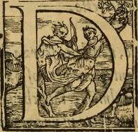 An illustration from Thesavro de scrittori : opera artificiosa, laquale con grandissima arte, si per pratica come per geometria, insegna a scriuere diuerse sorte littere, cioe cancellerescha, merchantescha, formata, cursiua, antiqua, moderna et bastarda, de piu sorte : cum uiarij e bellissimi exempli & altre sorte littere de uarie lingue, cioe grecha, hebraicha, caldea & arabicha : tutte extratte da diuersi et probatissimi auttori, & massimamente da lo praeclarissimo Sigismvndo Fanto, nobile ferrarese, mathematico et architettore eruditissimo, dele mesure e ragione de littere primo inuentore (1532)