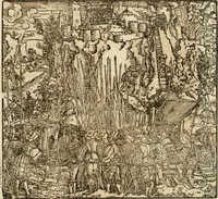 Picture 13 of 16 from Thournier, Kampff unnd Ritterspiel, inn Eroberunge aines gefährlichenn Thürns unnd zauberer Schloss : auch der abentheurlichen Insell unnd Güldinn Schwerdts zu Ehren dem hochgebornen durchleuchtigen Fürsten und Herrn, Herrn Philipsen, Princen auss Hispanien, zu Bintz und Marienberg ritterlich gehalten (1550), leaf 30