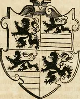 An illustration from Thurnier Buch : von Anfang, Vrsachen, Vrsprung vnd Herkommen der Thurnier im Heyligen Römischen Reich Teutscher Nation, wie viel offentlicher Landthurnier von Keyser Heinrich dem Ersten dieses Namens an biss auff den jetztregierenden Keyser Maximilian den Andern ... vnd in welchen Stetten die alle gehalten ... Alles jetzunder von neuwem zusammen getragen, mit schönen neuwen Figuren, sonderlich auch der adelischen Wappen, auffs schönest zugericht .. (1566)