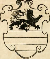 An illustration from Thurnier Buch : von Anfang, Vrsachen, Vrsprung vnd Herkommen der Thurnier im Heyligen Römischen Reich Teutscher Nation, wie viel offentlicher Landthurnier von Keyser Heinrich dem Ersten dieses Namens an biss auff den jetztregierenden Keyser Maximilian den Andern ... vnd in welchen Stetten die alle gehalten ... Alles jetzunder von neuwem zusammen getragen, mit schönen neuwen Figuren, sonderlich auch der adelischen Wappen, auffs schönest zugericht .. (1566)