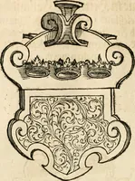 An illustration from Thurnier Buch : von Anfang, Vrsachen, Vrsprung vnd Herkommen der Thurnier im Heyligen Römischen Reich Teutscher Nation, wie viel offentlicher Landthurnier von Keyser Heinrich dem Ersten dieses Namens an biss auff den jetztregierenden Keyser Maximilian den Andern ... vnd in welchen Stetten die alle gehalten ... Alles jetzunder von neuwem zusammen getragen, mit schönen neuwen Figuren, sonderlich auch der adelischen Wappen, auffs schönest zugericht .. (1566)