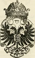 An illustration from Thurnier Buch : von Anfang, Vrsachen, Vrsprung vnd Herkommen der Thurnier im Heyligen Römischen Reich Teutscher Nation, wie viel offentlicher Landthurnier von Keyser Heinrich dem Ersten dieses Namens an biss auff den jetztregierenden Keyser Maximilian den Andern ... vnd in welchen Stetten die alle gehalten ... Alles jetzunder von neuwem zusammen getragen, mit schönen neuwen Figuren, sonderlich auch der adelischen Wappen, auffs schönest zugericht .. (1566)