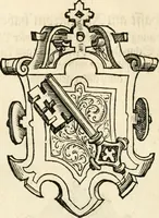 An illustration from Thurnier Buch : von Anfang, Vrsachen, Vrsprung vnd Herkommen der Thurnier im Heyligen Römischen Reich Teutscher Nation, wie viel offentlicher Landthurnier von Keyser Heinrich dem Ersten dieses Namens an biss auff den jetztregierenden Keyser Maximilian den Andern ... vnd in welchen Stetten die alle gehalten ... Alles jetzunder von neuwem zusammen getragen, mit schönen neuwen Figuren, sonderlich auch der adelischen Wappen, auffs schönest zugericht .. (1566)