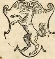 An illustration from Thurnier Buch : von Anfang, Vrsachen, Vrsprung vnd Herkommen der Thurnier im Heyligen Römischen Reich Teutscher Nation, wie viel offentlicher Landthurnier von Keyser Heinrich dem Ersten dieses Namens an biss auff den jetztregierenden Keyser Maximilian den Andern ... vnd in welchen Stetten die alle gehalten ... Alles jetzunder von neuwem zusammen getragen, mit schönen neuwen Figuren, sonderlich auch der adelischen Wappen, auffs schönest zugericht .. (1566)