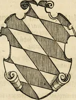 An illustration from Thurnier Buch : von Anfang, Vrsachen, Vrsprung vnd Herkommen der Thurnier im Heyligen Römischen Reich Teutscher Nation, wie viel offentlicher Landthurnier von Keyser Heinrich dem Ersten dieses Namens an biss auff den jetztregierenden Keyser Maximilian den Andern ... vnd in welchen Stetten die alle gehalten ... Alles jetzunder von neuwem zusammen getragen, mit schönen neuwen Figuren, sonderlich auch der adelischen Wappen, auffs schönest zugericht .. (1566)