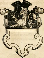 An illustration from Thurnier Buch : von Anfang, Vrsachen, Vrsprung vnd Herkommen der Thurnier im Heyligen Römischen Reich Teutscher Nation, wie viel offentlicher Landthurnier von Keyser Heinrich dem Ersten dieses Namens an biss auff den jetztregierenden Keyser Maximilian den Andern ... vnd in welchen Stetten die alle gehalten ... Alles jetzunder von neuwem zusammen getragen, mit schönen neuwen Figuren, sonderlich auch der adelischen Wappen, auffs schönest zugericht .. (1566)
