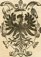 An illustration from Thurnier Buch : von Anfang, Vrsachen, Vrsprung vnd Herkommen der Thurnier im Heyligen Römischen Reich Teutscher Nation, wie viel offentlicher Landthurnier von Keyser Heinrich dem Ersten dieses Namens an biss auff den jetztregierenden Keyser Maximilian den Andern ... vnd in welchen Stetten die alle gehalten ... Alles jetzunder von neuwem zusammen getragen, mit schönen neuwen Figuren, sonderlich auch der adelischen Wappen, auffs schönest zugericht .. (1566)