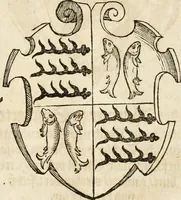 An illustration from Thurnier Buch : von Anfang, Vrsachen, Vrsprung vnd Herkommen der Thurnier im Heyligen Römischen Reich Teutscher Nation, wie viel offentlicher Landthurnier von Keyser Heinrich dem Ersten dieses Namens an biss auff den jetztregierenden Keyser Maximilian den Andern ... vnd in welchen Stetten die alle gehalten ... Alles jetzunder von neuwem zusammen getragen, mit schönen neuwen Figuren, sonderlich auch der adelischen Wappen, auffs schönest zugericht .. (1566)