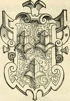 An illustration from Thurnier Buch : von Anfang, Vrsachen, Vrsprung vnd Herkommen der Thurnier im Heyligen Römischen Reich Teutscher Nation, wie viel offentlicher Landthurnier von Keyser Heinrich dem Ersten dieses Namens an biss auff den jetztregierenden Keyser Maximilian den Andern ... vnd in welchen Stetten die alle gehalten ... Alles jetzunder von neuwem zusammen getragen, mit schönen neuwen Figuren, sonderlich auch der adelischen Wappen, auffs schönest zugericht .. (1566)