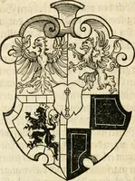 Picture 219 of 297 from Thurnier Buch : von Anfang, Vrsachen, Vrsprung vnd Herkommen der Thurnier im Heyligen Römischen Reich Teutscher Nation, wie viel offentlicher Landthurnier von Keyser Heinrich dem Ersten dieses Namens an biss auff den jetztregierenden Keyser Maximilian den Andern ... vnd in welchen Stetten die alle gehalten ... Alles jetzunder von neuwem zusammen getragen, mit schönen neuwen Figuren, sonderlich auch der adelischen Wappen, auffs schönest zugericht .. (1566), leaf 375
