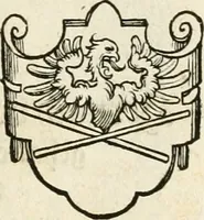An illustration from Thurnier Buch : von Anfang, Vrsachen, Vrsprung vnd Herkommen der Thurnier im Heyligen Römischen Reich Teutscher Nation, wie viel offentlicher Landthurnier von Keyser Heinrich dem Ersten dieses Namens an biss auff den jetztregierenden Keyser Maximilian den Andern ... vnd in welchen Stetten die alle gehalten ... Alles jetzunder von neuwem zusammen getragen, mit schönen neuwen Figuren, sonderlich auch der adelischen Wappen, auffs schönest zugericht .. (1566)