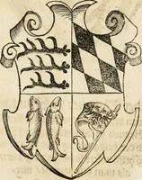 An illustration from Thurnier Buch : von Anfang, Vrsachen, Vrsprung vnd Herkommen der Thurnier im Heyligen Römischen Reich Teutscher Nation, wie viel offentlicher Landthurnier von Keyser Heinrich dem Ersten dieses Namens an biss auff den jetztregierenden Keyser Maximilian den Andern ... vnd in welchen Stetten die alle gehalten ... Alles jetzunder von neuwem zusammen getragen, mit schönen neuwen Figuren, sonderlich auch der adelischen Wappen, auffs schönest zugericht .. (1566)