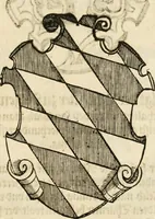 An illustration from Thurnier Buch : von Anfang, Vrsachen, Vrsprung vnd Herkommen der Thurnier im Heyligen Römischen Reich Teutscher Nation, wie viel offentlicher Landthurnier von Keyser Heinrich dem Ersten dieses Namens an biss auff den jetztregierenden Keyser Maximilian den Andern ... vnd in welchen Stetten die alle gehalten ... Alles jetzunder von neuwem zusammen getragen, mit schönen neuwen Figuren, sonderlich auch der adelischen Wappen, auffs schönest zugericht .. (1566)