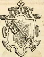 An illustration from Thurnier Buch : von Anfang, Vrsachen, Vrsprung vnd Herkommen der Thurnier im Heyligen Römischen Reich Teutscher Nation, wie viel offentlicher Landthurnier von Keyser Heinrich dem Ersten dieses Namens an biss auff den jetztregierenden Keyser Maximilian den Andern ... vnd in welchen Stetten die alle gehalten ... Alles jetzunder von neuwem zusammen getragen, mit schönen neuwen Figuren, sonderlich auch der adelischen Wappen, auffs schönest zugericht .. (1566)