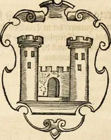 An illustration from Thurnier Buch : von Anfang, Vrsachen, Vrsprung vnd Herkommen der Thurnier im Heyligen Römischen Reich Teutscher Nation, wie viel offentlicher Landthurnier von Keyser Heinrich dem Ersten dieses Namens an biss auff den jetztregierenden Keyser Maximilian den Andern ... vnd in welchen Stetten die alle gehalten ... Alles jetzunder von neuwem zusammen getragen, mit schönen neuwen Figuren, sonderlich auch der adelischen Wappen, auffs schönest zugericht .. (1566)