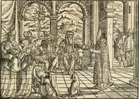 An illustration from Thurnier Buch : von Anfang, Vrsachen, Vrsprung vnd Herkommen der Thurnier im Heyligen Römischen Reich Teutscher Nation, wie viel offentlicher Landthurnier von Keyser Heinrich dem Ersten dieses Namens an biss auff den jetztregierenden Keyser Maximilian den Andern ... vnd in welchen Stetten die alle gehalten ... Alles jetzunder von neuwem zusammen getragen, mit schönen neuwen Figuren, sonderlich auch der adelischen Wappen, auffs schönest zugericht .. (1566)