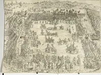 Picture 61 of 69 from Thurnier Buch, warhafftiger ritterlicher Thate : so in dem Monat Junij des vergangnen LX. Jars in vnd ausserhalb der Statt Wienn zu Ross vnd zu Fuess, auff Wasser vnd Lannd gehalten worden, mit schönen Figuren contrafeet : vnd dem Allerdurchleuchtigisten, Grossmechtigisten Fürsten vnnd Herrn, Herren Ferdinando, erweltem Römischen Kayser ... (1561), leaf 125