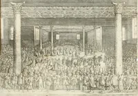 Picture 56 of 69 from Thurnier Buch, warhafftiger ritterlicher Thate : so in dem Monat Junij des vergangnen LX. Jars in vnd ausserhalb der Statt Wienn zu Ross vnd zu Fuess, auff Wasser vnd Lannd gehalten worden, mit schönen Figuren contrafeet : vnd dem Allerdurchleuchtigisten, Grossmechtigisten Fürsten vnnd Herrn, Herren Ferdinando, erweltem Römischen Kayser ... (1561), leaf 77