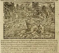 An illustration from Titi Livii Patavini Romanæ historiæ principis libri omnes qvotqvot ad nostram ætatem peruenerunt : vna cvm doctissimorvm virorvm in eos lucubrationibus, post omnes aliorum editiones, summa fide ac diligentia, & veterum & recentiorum exemplarium collatione nunc denuo recogniti, plurimusq[ue] in locis castigati, & artificiosis picturis, præcipuas historias aptè representantibus, exornati, inq[ue] duos tomos distributi, quibus quæ contineantur, post præfationem patebit : cum indice copiosissimo (1578)