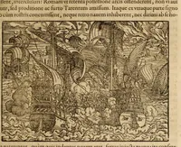 An illustration from Titi Livii Patavini Romanæ historiæ principis libri omnes qvotqvot ad nostram ætatem peruenerunt : vna cvm doctissimorvm virorvm in eos lucubrationibus, post omnes aliorum editiones, summa fide ac diligentia, & veterum & recentiorum exemplarium collatione nunc denuo recogniti, plurimusq[ue] in locis castigati, & artificiosis picturis, præcipuas historias aptè representantibus, exornati, inq[ue] duos tomos distributi, quibus quæ contineantur, post præfationem patebit : cum indice copiosissimo (1578)