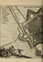 An illustration from Tooneel des oorlogs, opgerecht in de Vereenigde Nederlanden : door de wapenen van de koningen van Vrankryk en Engeland, Keulsche en Munstersche Bisschoppen : tegen de Staten der Vereenigde Nederlanden, en hare geallieerden ... (1675)