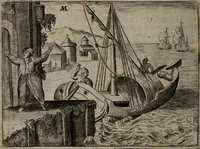 An illustration from Toonneel des menschelikken levens : Of de vernieuwde gulden winkel ; waer in door poëtische, historische, morale, en schriftuurlikke leeringen, den mensche vertoont werdt, hoedanigh hy zijn leven, handel, en wandel, zediglik, eerbaarlik en vermakelik fal overbrengen (1661)