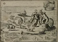 An illustration from Toonneel des menschelikken levens : Of de vernieuwde gulden winkel ; waer in door poëtische, historische, morale, en schriftuurlikke leeringen, den mensche vertoont werdt, hoedanigh hy zijn leven, handel, en wandel, zediglik, eerbaarlik en vermakelik fal overbrengen (1661)
