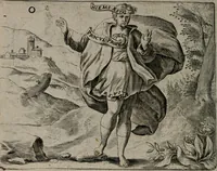 An illustration from Toonneel des menschelikken levens : Of de vernieuwde gulden winkel ; waer in door poëtische, historische, morale, en schriftuurlikke leeringen, den mensche vertoont werdt, hoedanigh hy zijn leven, handel, en wandel, zediglik, eerbaarlik en vermakelik fal overbrengen (1661)