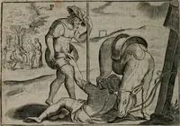 An illustration from Toonneel des menschelikken levens : Of de vernieuwde gulden winkel ; waer in door poëtische, historische, morale, en schriftuurlikke leeringen, den mensche vertoont werdt, hoedanigh hy zijn leven, handel, en wandel, zediglik, eerbaarlik en vermakelik fal overbrengen (1661)