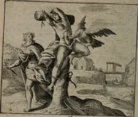 An illustration from Toonneel des menschelikken levens : Of de vernieuwde gulden winkel ; waer in door poëtische, historische, morale, en schriftuurlikke leeringen, den mensche vertoont werdt, hoedanigh hy zijn leven, handel, en wandel, zediglik, eerbaarlik en vermakelik fal overbrengen (1661)