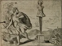 An illustration from Toonneel des menschelikken levens : Of de vernieuwde gulden winkel ; waer in door poëtische, historische, morale, en schriftuurlikke leeringen, den mensche vertoont werdt, hoedanigh hy zijn leven, handel, en wandel, zediglik, eerbaarlik en vermakelik fal overbrengen (1661)